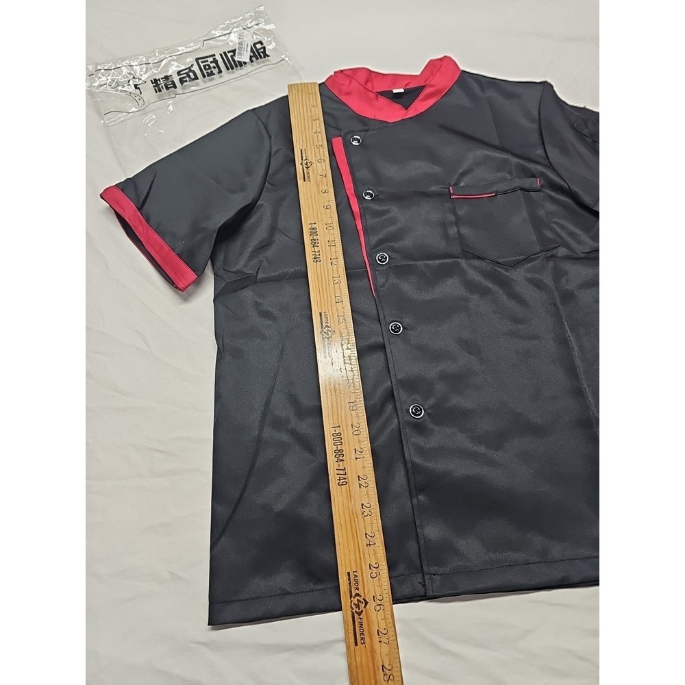 Unisex Chef Coat Cook Black Jacket Restaurant Kitchen Workwear Uniform‎ Shirt L - Picture 12 of 16